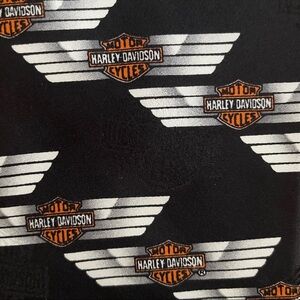 Harley Davidson Ralph Marlin 1996 chrome logo silk tie made in USA
